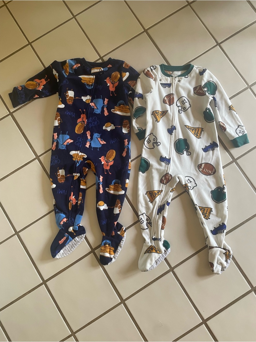 Carter's Navy & White Printed Footed One-Piece Sleepers